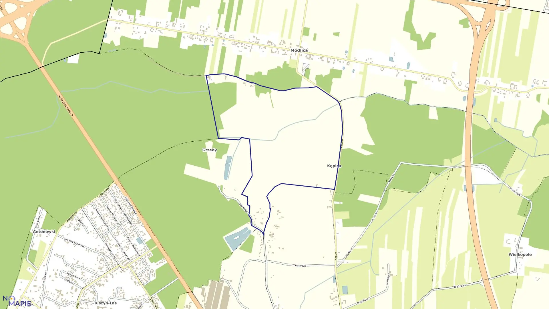 Mapa obrębu 1 w gminie Tuszyn