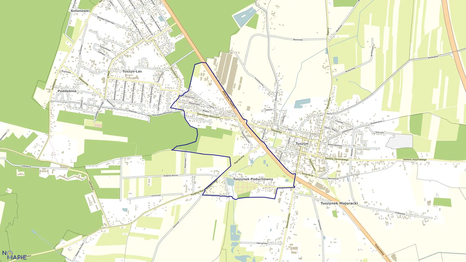 Mapa obrębu 10 w gminie Tuszyn