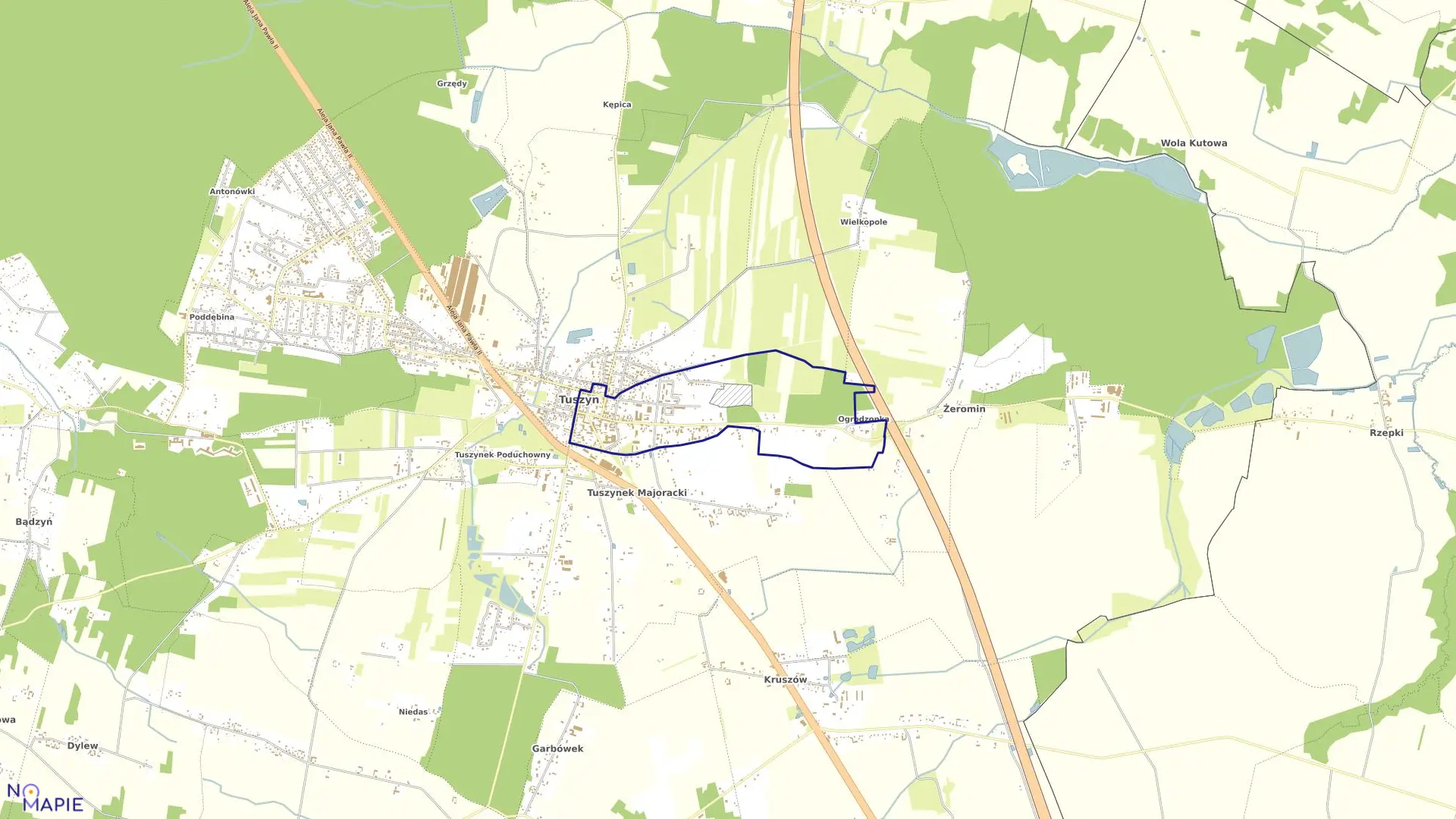 Mapa obrębu 14 w gminie Tuszyn