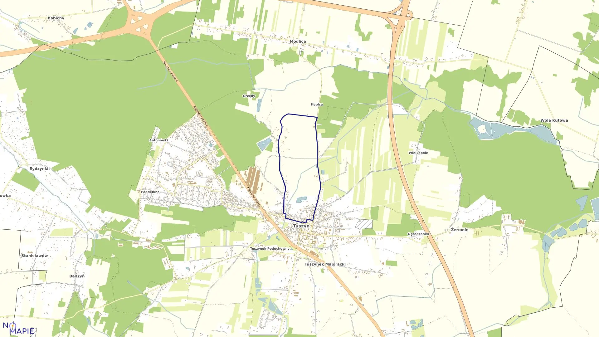 Mapa obrębu 5 w gminie Tuszyn